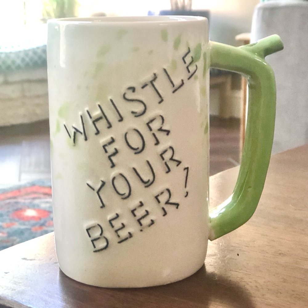 Fun Unique Vintage MCM “Whistle for Your Beer” Mug